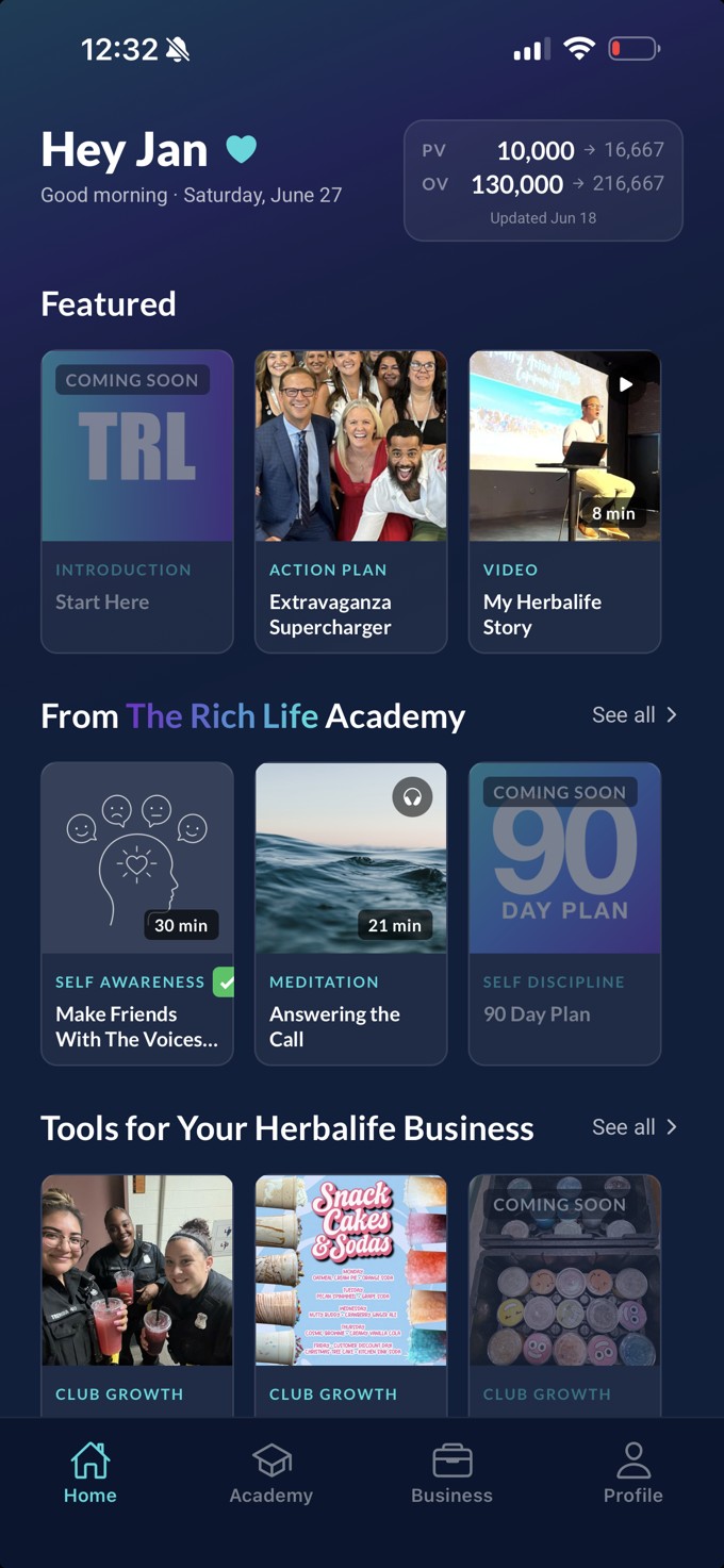 The Rich Life app home